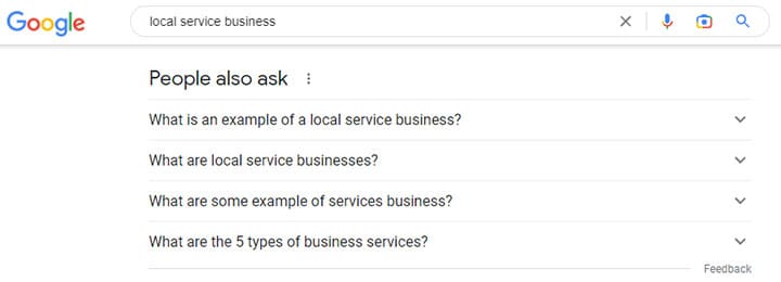 Google people also ask example